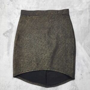Material‎ Girl Skirt Womens M Juniors Black Metallic Knit Pencil Asymmetrical